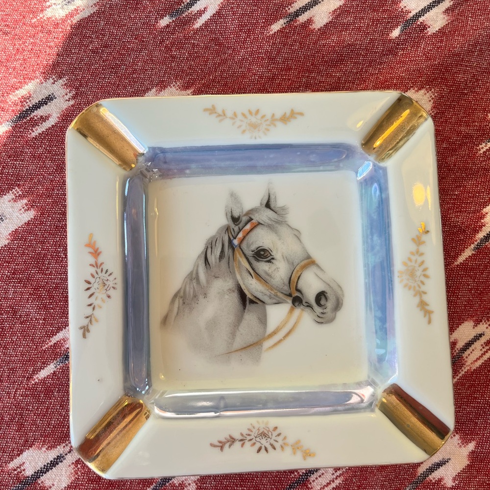 Vintage Ashtray Elegant Horse Design Porcelain